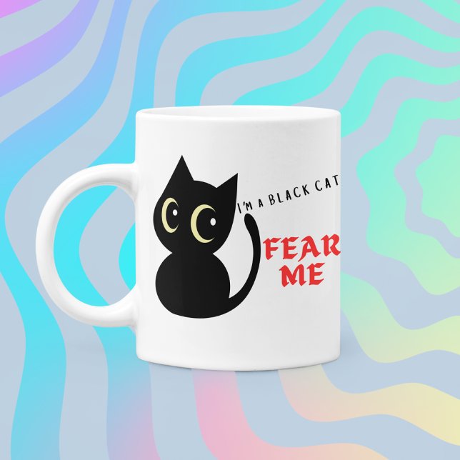 Red colour Fear Me saying Black Cat on Coffee Mug (Creator Uploaded)