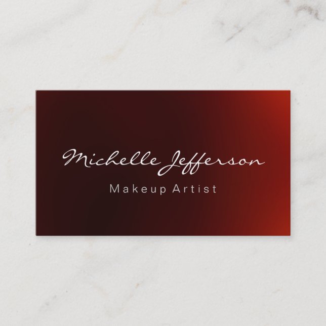 Red Colour Makeup Artist Script Business Card (Front)