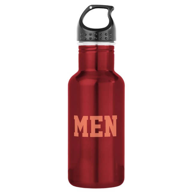 Red Colour Men Text or Word or Name Water Bottles (Front)
