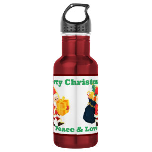 Red Colour Merry Christmas Printed Text Santa Gift 532 Ml Water Bottle