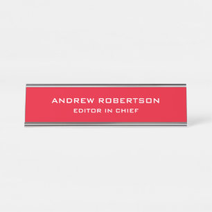 Red Colour Plain Elegant Minimalist Simple Desk Name Plate