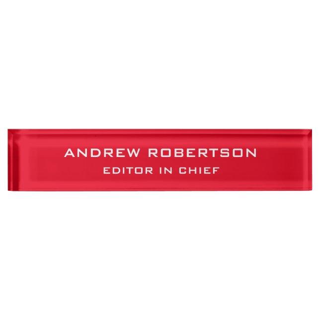 Red Colour Plain Elegant Minimalist Simple Nameplate (Front)