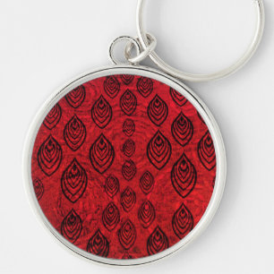 Red colour rain / water drops shapes pattern key ring