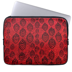 Red colour rain / water drops shapes pattern laptop sleeve