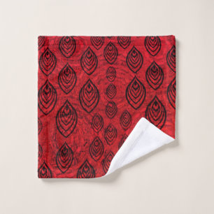 Red colour rain / water drops shapes pattern wash cloth