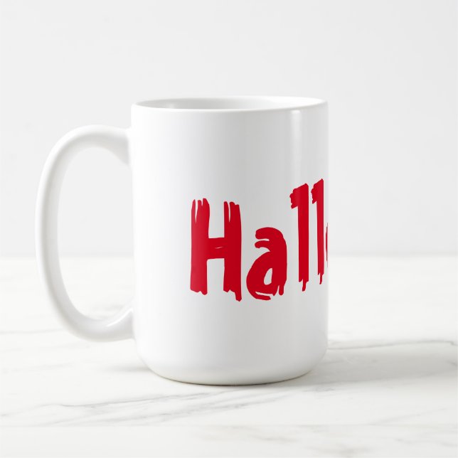 Red Colour Scary Night Halloween Text Print Mug Cu (Left)