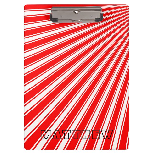 Red Colour Stripe Funky Pattern Clipboard (Front)