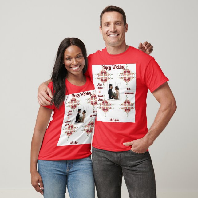 Red Colour Wedding Couples marriage Celebration  T-Shirt (Unisex)