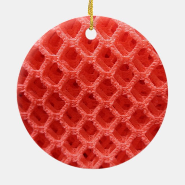 Red Coloured Crochet Fabric Look Ceramic Tree Decoration (Back)