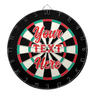 Red Coloured Custom Text Classic Vintage Style Dartboard