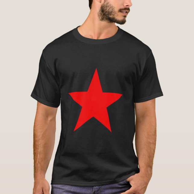 Red Coloured Star On Multiple Colours T-Shirt (Front)