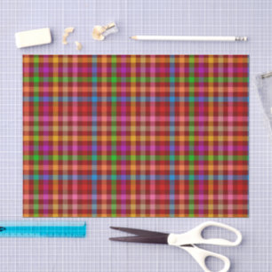 Red Colourful Gingham Plaid Pattern Tissue Paper