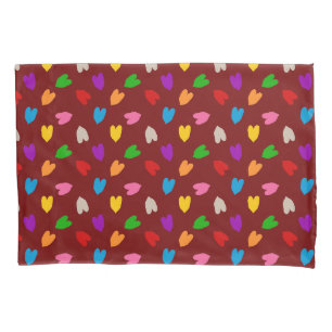 Red Colourful Love Hearts Pattern Pillowcase