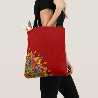 Red Colourful Mandala Shoulder Tote Bag