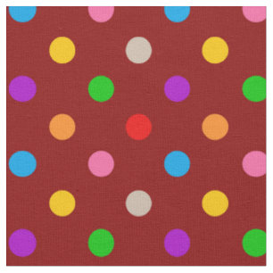 Red Colourful Rainbow Polka Dots Design Fabric