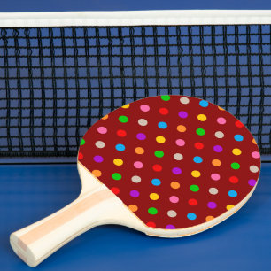 Red Colourful Rainbow Polka Dots Design  Ping Pong Paddle