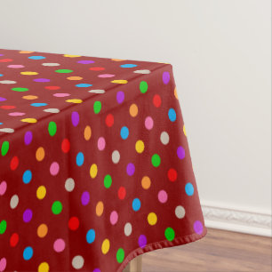 Red Colourful Rainbow Polka Dots Design  Tablecloth