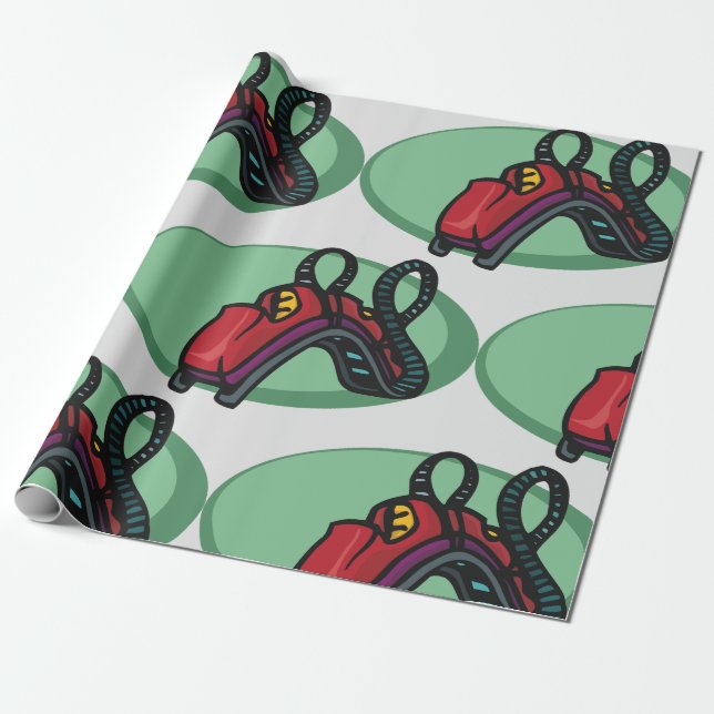 Red Colourful Roller Coaster Ride Wrapping Paper (Unrolled)