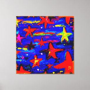 Red Colourful Stars. Buy Now Canvas Print