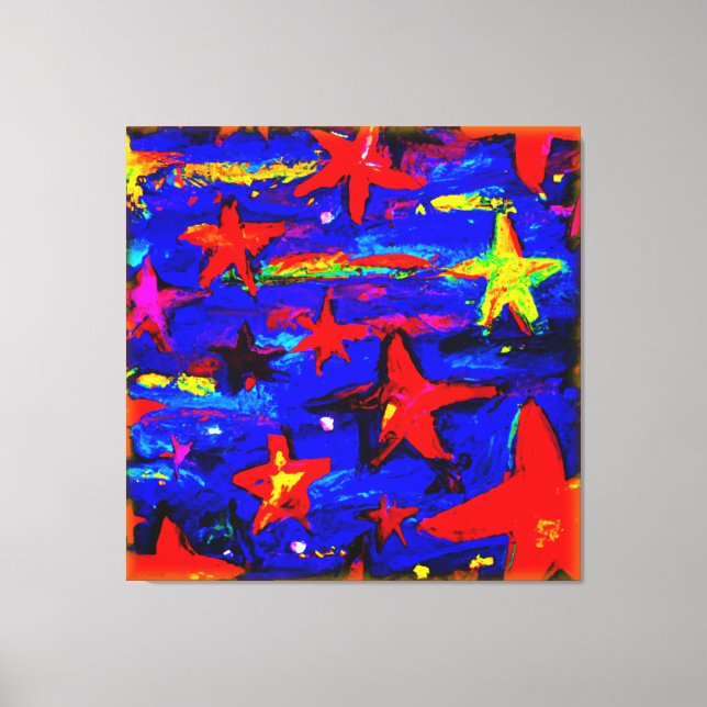 Red Colourful Stars. Buy Now Canvas Print (Front)