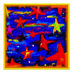Red Colourful Stars. Buy Now Poster