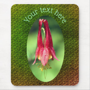 Red Columbine Flower Personalised Mouse Mat