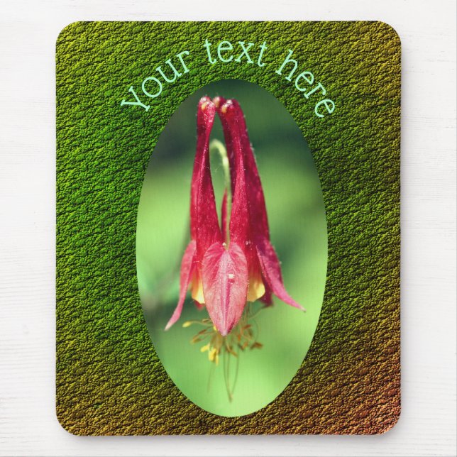 Red Columbine Flower Personalised Mouse Mat (Front)
