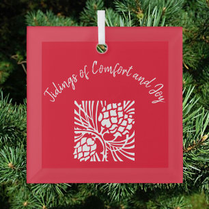 Red Comfort and Joy  Glass Tree Decoration