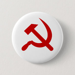 Red Communism hammer and sickle 6 Cm Round Badge