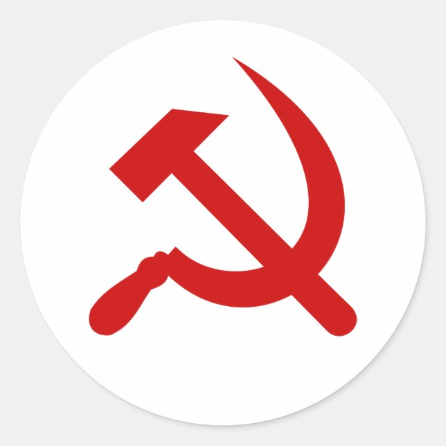 Red Communism hammer and sickle Classic Round Sticker (Front)