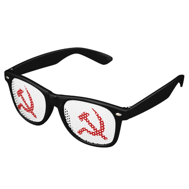 Red Communism hammer and sickle symbol Retro Sunglasses (Angled)
