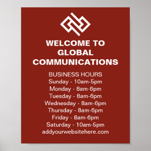Red Company Custom Business Hours Store Poster
