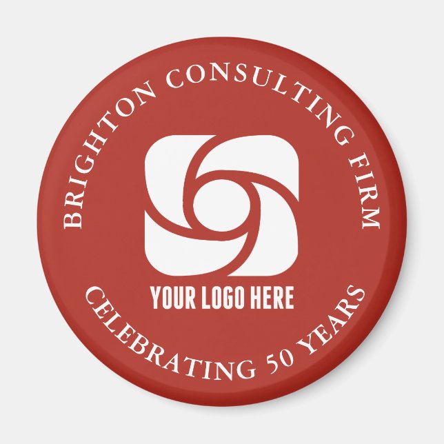 Red Company Logo Custom Business Magnet (Front)