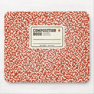 Red Composition Notebook with Label Mouse Mat
