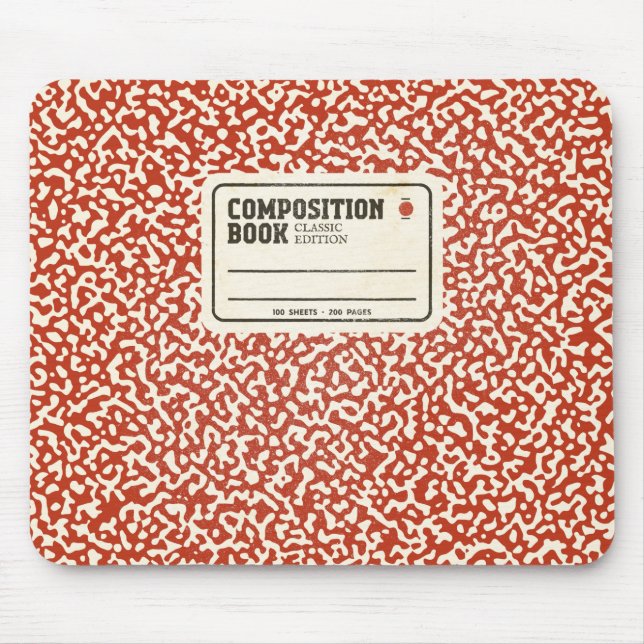 Red Composition Notebook with Label Mouse Mat (Front)