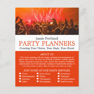 Red Concert Crowd, Party Event Planner Advertising Flyer