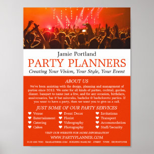Red Concert Crowd, Party Event Planner Advertising Poster
