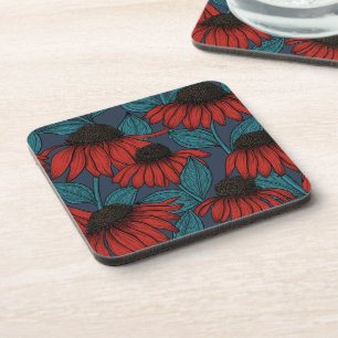 Red coneflowers coaster