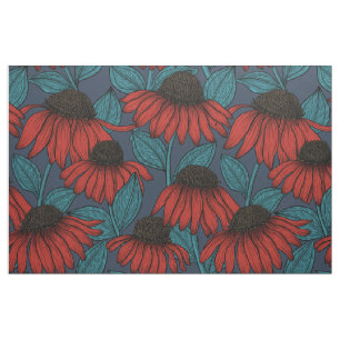 Red coneflowers fabric