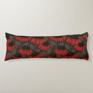 Red coneflowers on brown body cushion