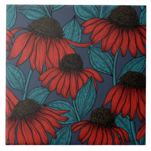 Red coneflowers tile