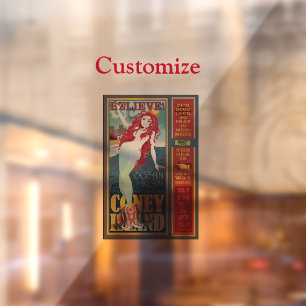 red coney island mermaid Thunder_Cove Window Cling