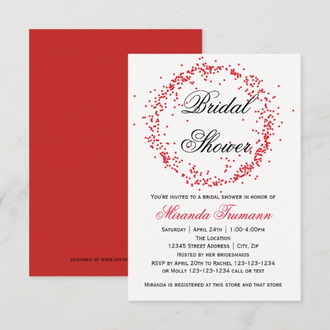 Red Confetti - 3x5 Bridal Shower Invitation (Front/Back)