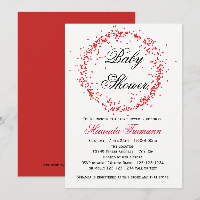 Red Confetti - Baby Shower Invitation (Front/Back)