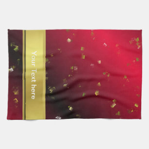 red, confetti, black, gold, banner, template, tea towel