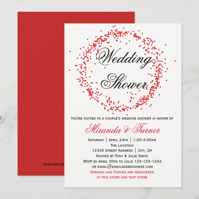 Red Confetti - Couple's Wedding Shower Invitation (Front/Back)