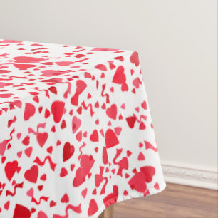 Red Confetti Hearts Pattern Tablecloth