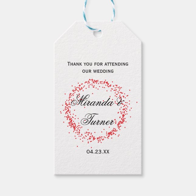 Red Confetti Wedding Thank You - Gift Tag (Front)