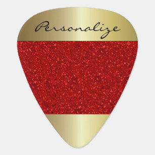 Red Confetti with Gold Accents   Personalise Plectrum