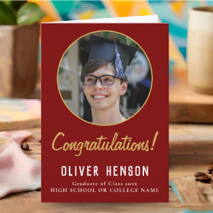 Red Congratulations Graduate Photo Graduation Card